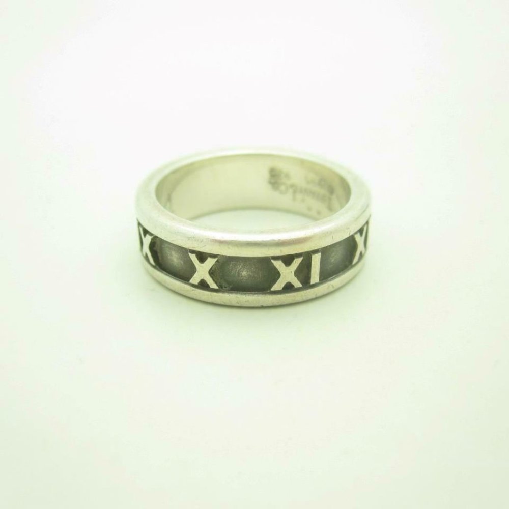Tiffany & Co Sterling Silver Atlas Roman Collection Band Ring Size 5.25
